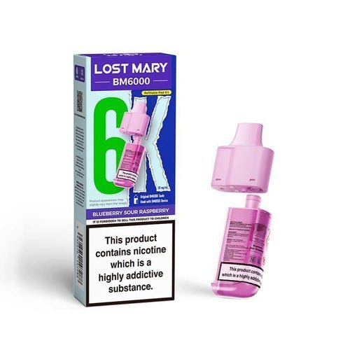 Lost Mary BM6000 Prefilled Pods Pack of 5 - Blueberry Sour Rsapberry - vapeukwholesale