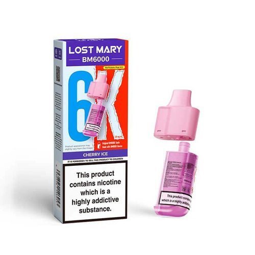Lost Mary BM6000 Prefilled Pods Pack of 5 - Cherry Ice - vapeukwholesale