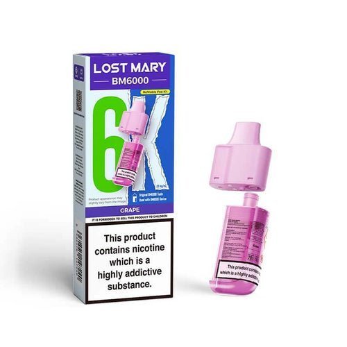 Lost Mary BM6000 Prefilled Pods Pack of 5 - Grape - vapeukwholesale