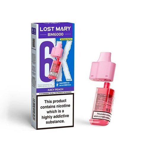 Lost Mary BM6000 Prefilled Pods Pack of 5 - Juicy Peach - vapeukwholesale