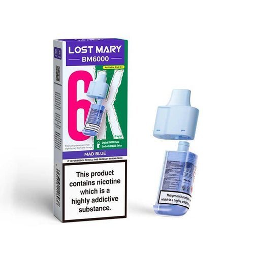 Lost Mary BM6000 Prefilled Pods Pack of 5 - Mad Blue - vapeukwholesale