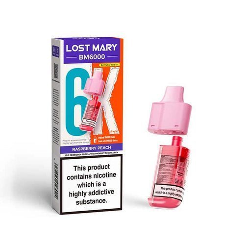 Lost Mary BM6000 Prefilled Pods Pack of 5 - Raspberry Peach - vapeukwholesale