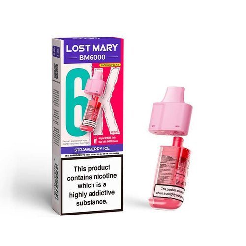 Lost Mary BM6000 Prefilled Pods Pack of 5 - Strawberry Ice - vapeukwholesale
