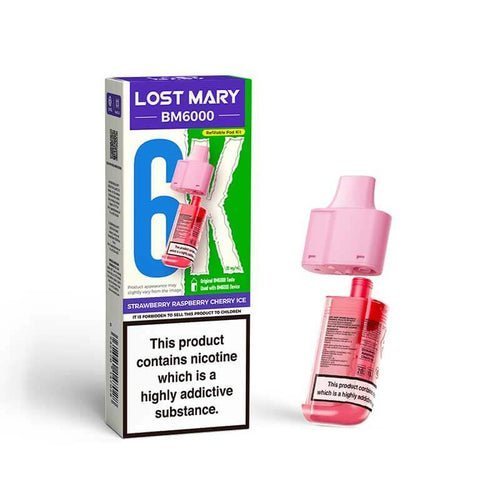 Lost Mary BM6000 Prefilled Pods Pack of 5 - Strawberry Raspberry Cherry Ice - vapeukwholesale