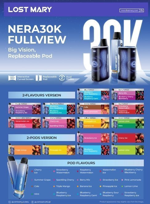 Lost Mary Nera 30K Disposable Vape Pack of 10 - Blue Edition - vapeukwholesale