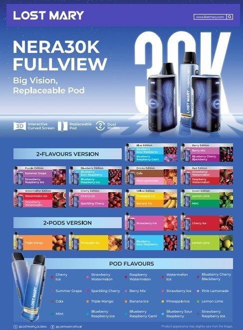 Lost Mary Nera 30K Replacement Pods - Box of 5 - Cherry Ice - vapeukwholesale