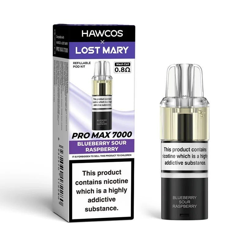Lost Mary x Hawcos Pro Max 7000 Replacement Pods Pack of 5 - Blueberry Sour Raspberry - vapeukwholesale