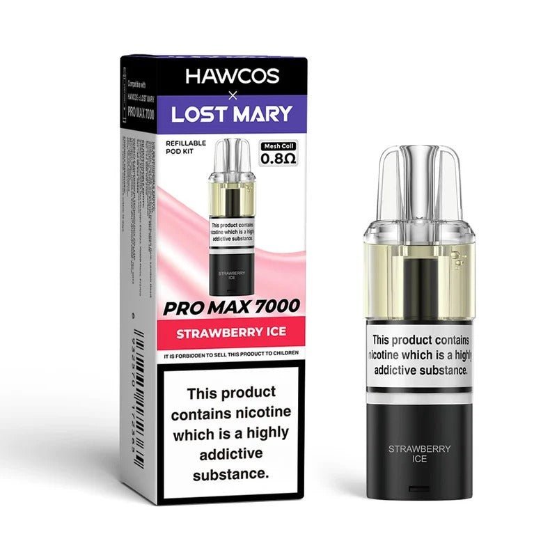 Lost Mary x Hawcos Pro Max 7000 Replacement Pods Pack of 5 - Strawberry Ice - vapeukwholesale