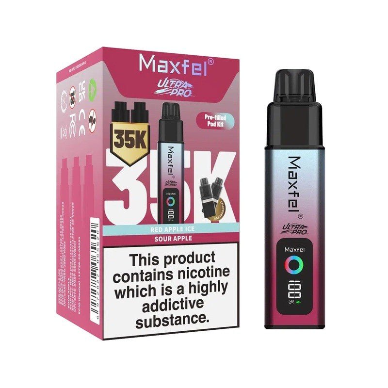 Maxfel Ultra Pro 35k Prefilled Pod Vape Kit Pack of 5 - Red Apple Ice / Sour Apple