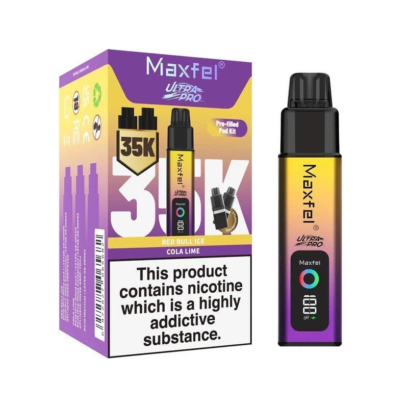Maxfel Ultra Pro 35k Prefilled Pod Vape Kit Pack of 5 - Red Bull Ice / Cola Lime