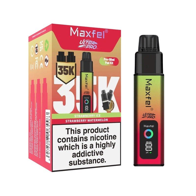 Maxfel Ultra Pro 35k Prefilled Pod Vape Kit Pack of 5 - Strawberry Ice / Strawberry Watermelon