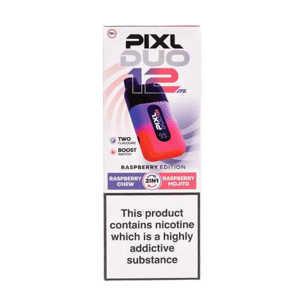 Pixl Duo 12000 Disposable Vape Box of 5 - Raspberry Edition - vapeukwholesale