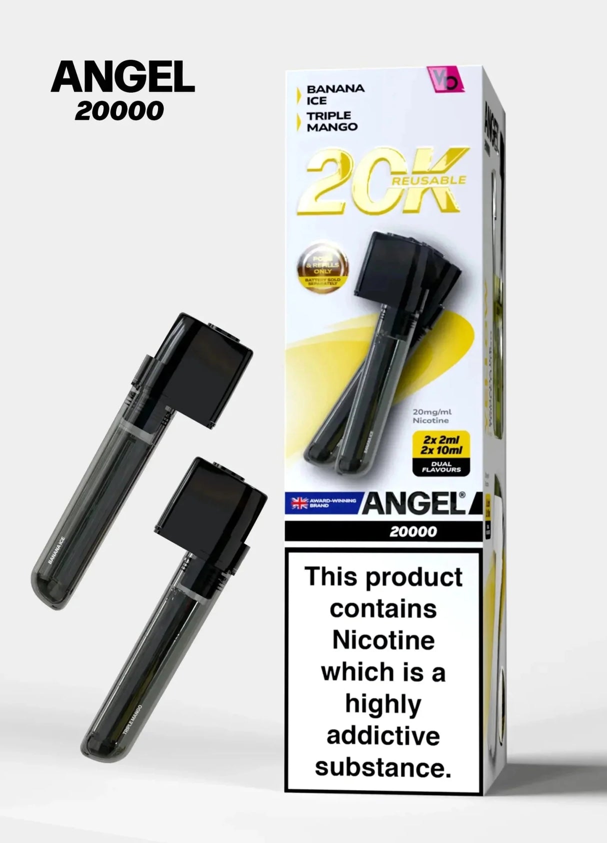 Vapes Bars Angel 20000 Prefilled Pods Box of 5 - Yellow Edition - vapeukwholesale