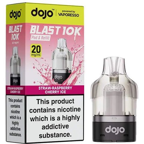 Vaporesso Dojo Blast 10K Prefilled Pods - Straw - Raspberry Cherry Ice - vapeukwholesale