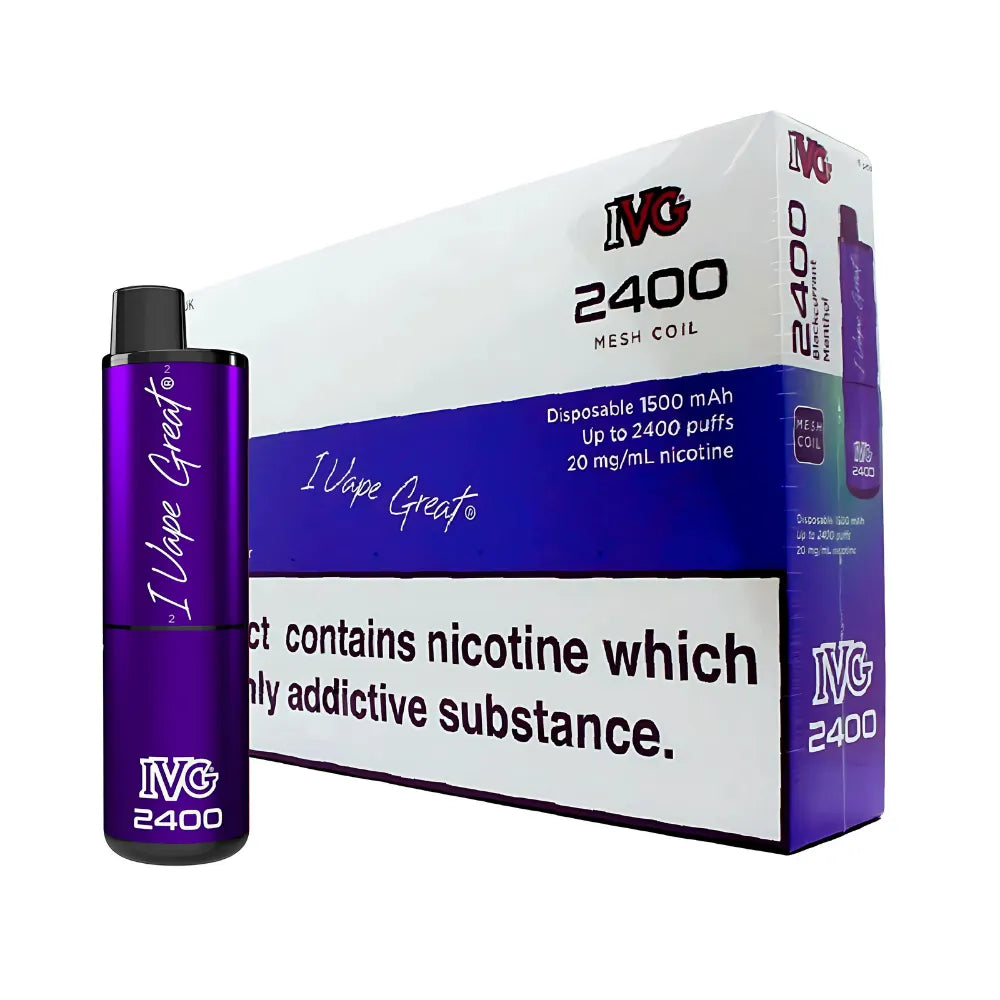 Blackcurrant Menthol IVG 2400 Puff Disposable Vape 5 Pack