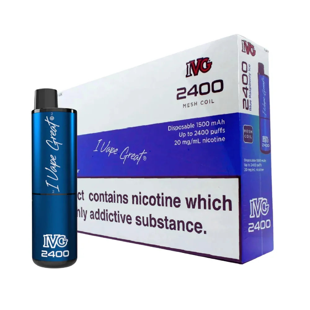 Blue Raspberry Ice IVG 2400 Puff Disposable Vape 5 Pack