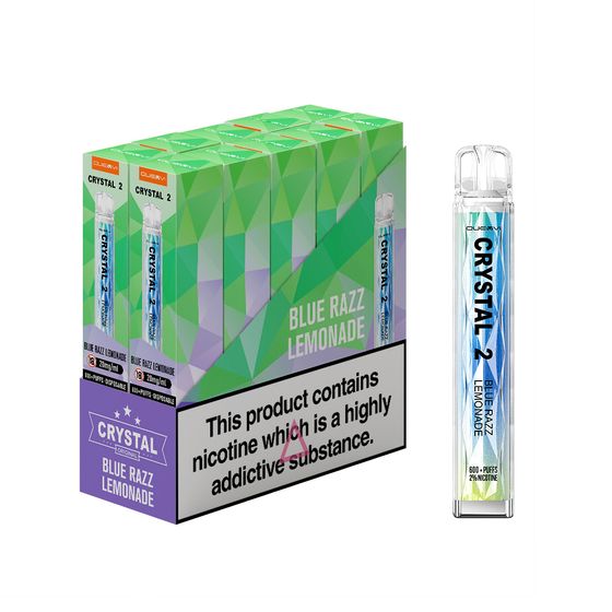 Blue Razz Lemonade QUEVVI Crystal Bar 2 600 Puff Disposable Vape 10 Pack