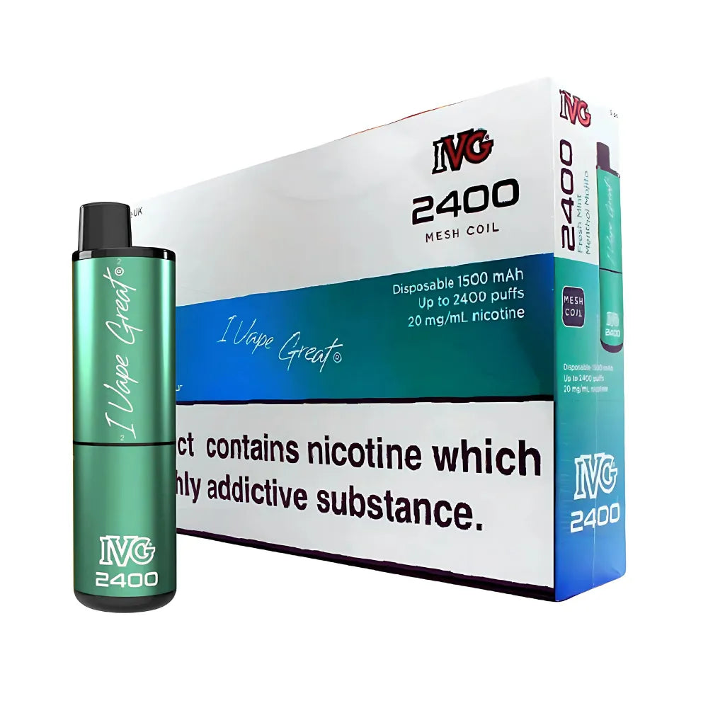 Fresh Mint / Menthol Mojito IVG 2400 Puff Disposable Vape 5 Pack