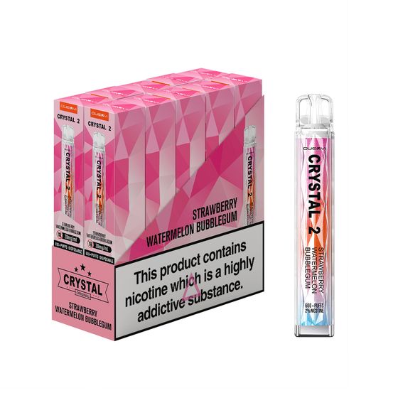 Strawberry Watermelon Bubblegum QUEVVI Crystal Bar 2 600 Puff Disposable Vape 10 Pack