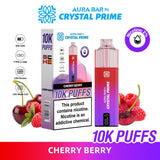 Aura Bar 10000 Disposable Vape By Crystal Prime - Pack of 5 - Cherry Berry - vapeukwholesale