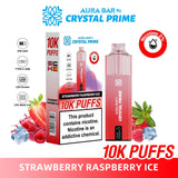 Aura Bar 10000 Disposable Vape By Crystal Prime - Pack of 5 - Strawberry Raspberry Ice - vapeukwholesale