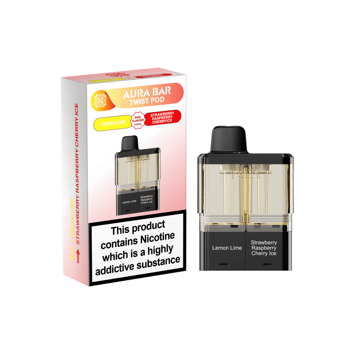 Aura Bar Twist 40k Replacement Pods - Lemon Lime / Strawberry Raspberry Cherry Ice - vapeukwholesale