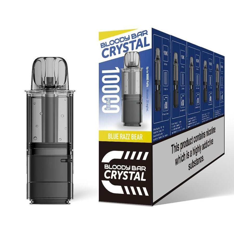 Bloody Bar Crystal 10000 Replacement Pods - Pack of 5 - Blue Razz Bear - vapeukwholesale
