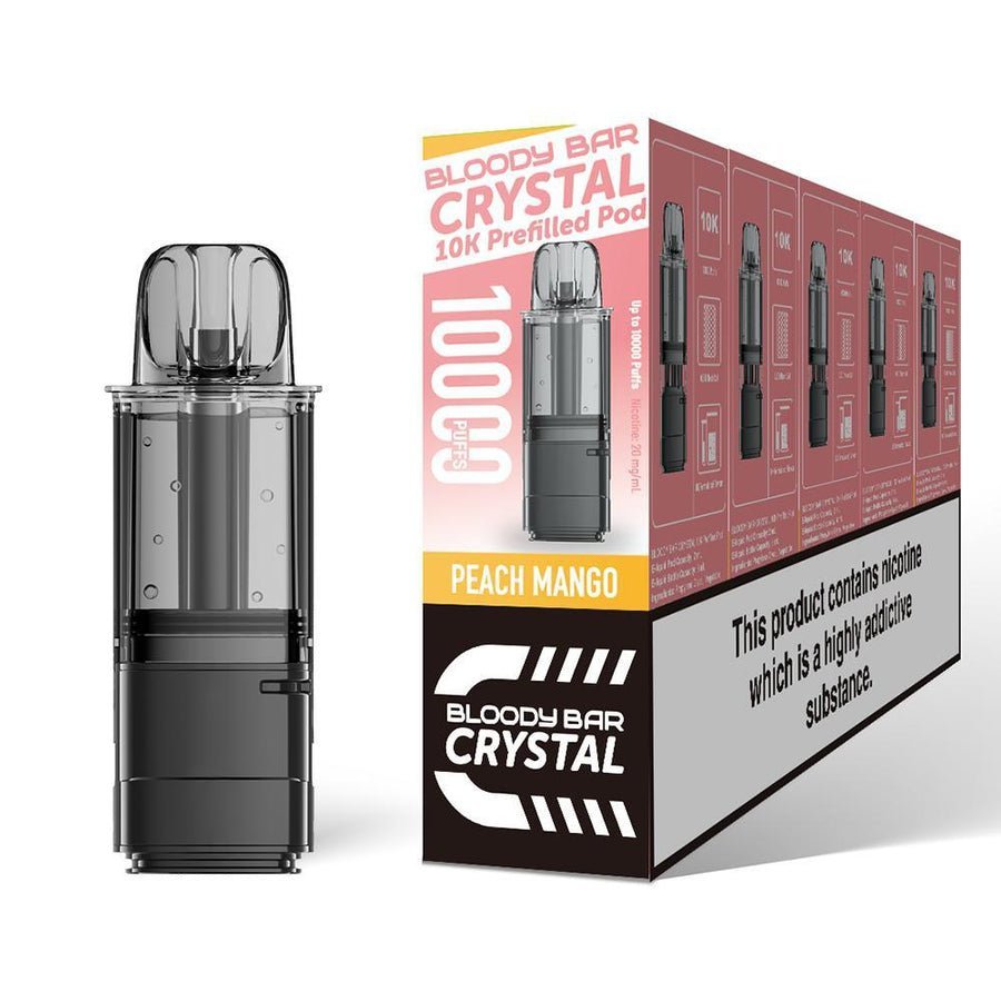 Bloody Bar Crystal 10000 Replacement Pods - Pack of 5 - Peach Mango - vapeukwholesale