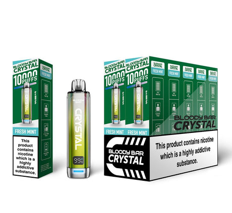 Bloody Bar Crystal 10k Disposable Vape Box of 5 - Fresh Mint - vapeukwholesale