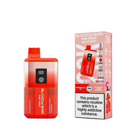 Bloody Bar Ultra Twist 20000 Prefilled Vape Box of 5 - Watermelon Ice/ Blueberry Cherry Cranberry