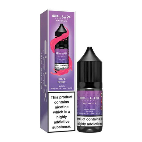 bulk wholesale Elux Legend Nic Salts 10ml E - Liquids - 5mg Box of 10 - Grape Berry