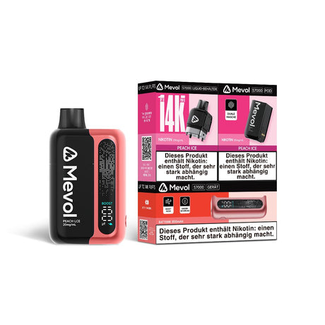 bulk wholesale Mevol S7000 Prefilled Pod Kit - 14k Puffs Box of 5 - Peach Ice
