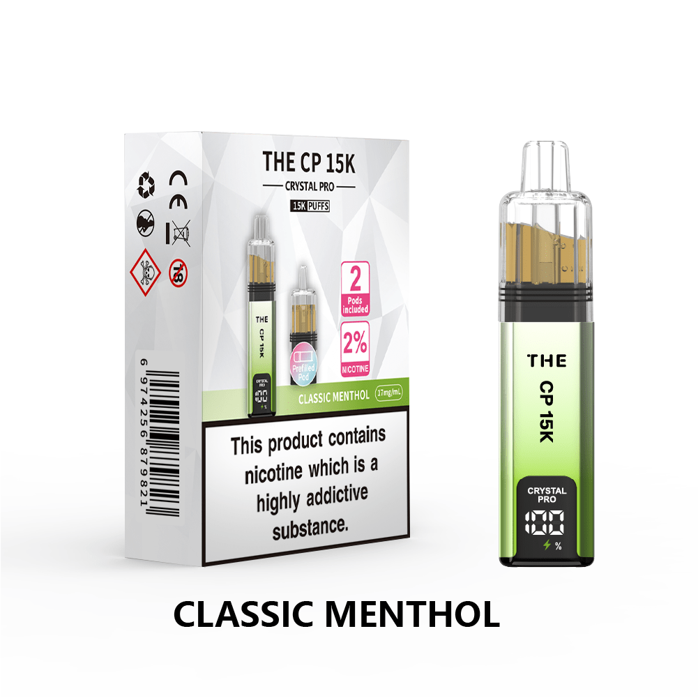 bulk wholesale The Crystal Pro CP 15k Prefilled Pod Vape Box of 5 - Classic Menthol