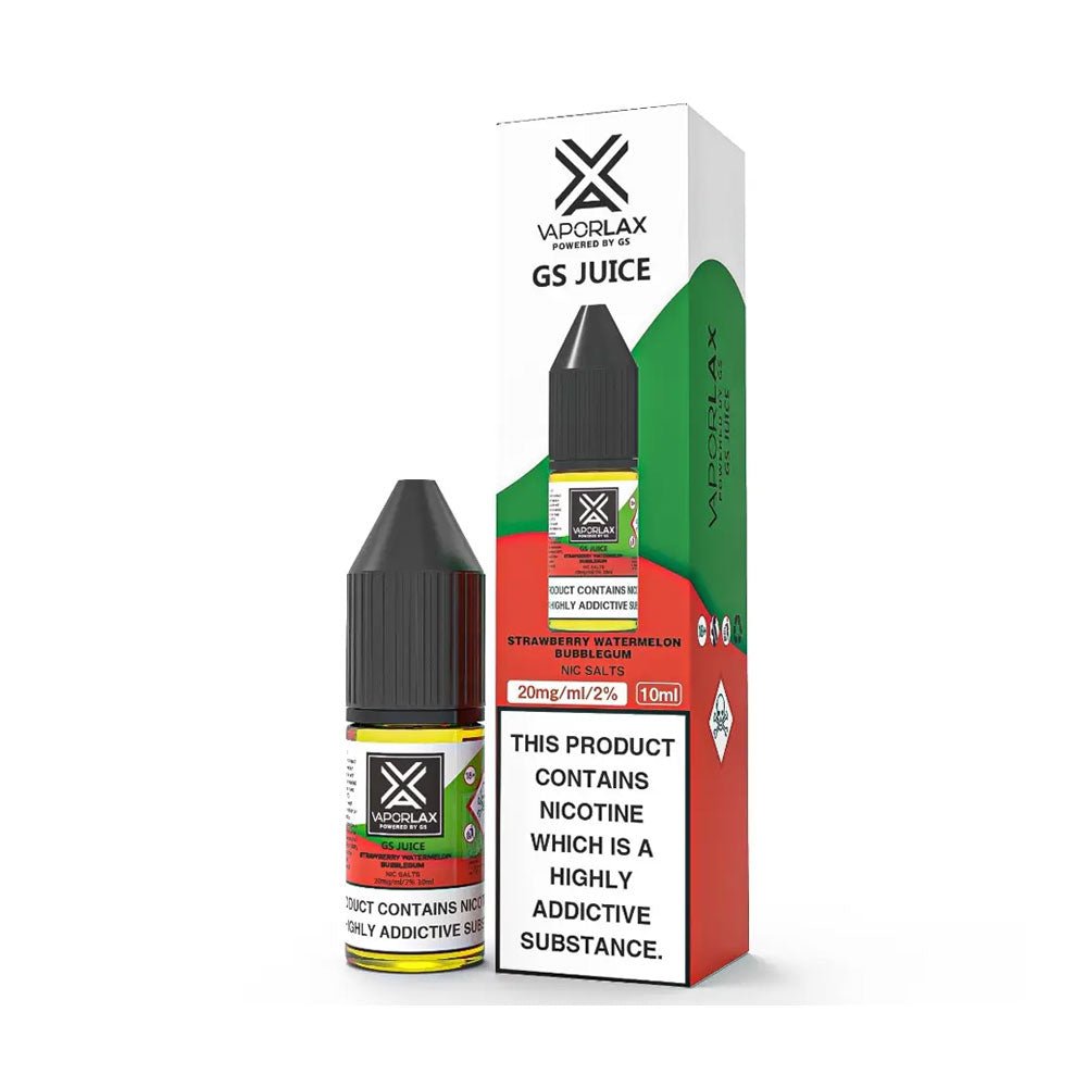 bulk wholesale Vaporlax Nic Salt 10ml E Liquids Box of 10 - Strawberry Watermelon Bubblegum