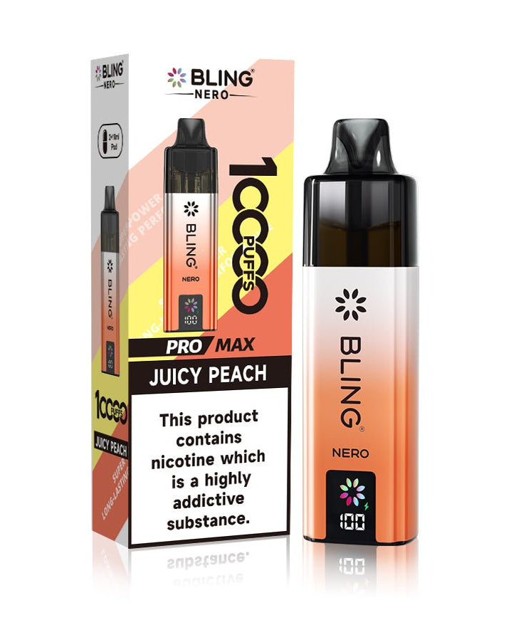 Crystal Bling Nero 10k Vape Kit Box of 5 Juicy Peach