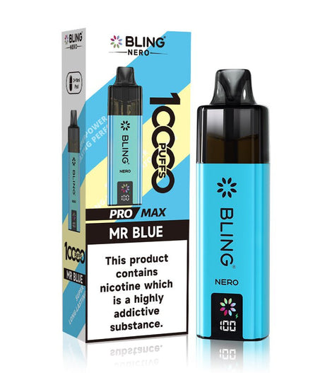 Crystal Bling Nero 10k Vape Kit Box of 5 Mr Blue
