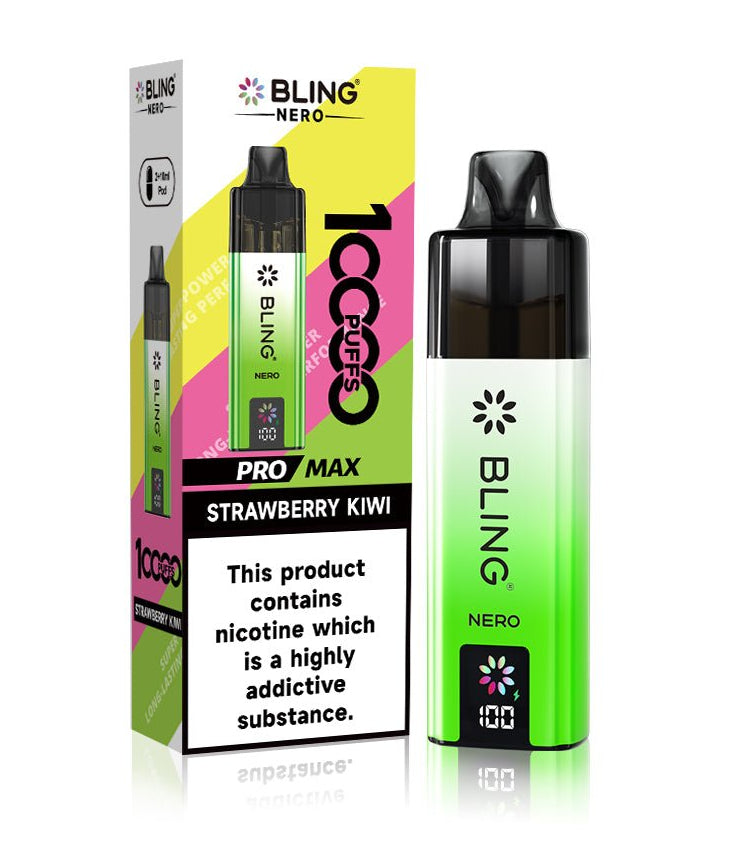 Crystal Bling Nero 10k Vape Kit Box of 5 Strawberry Kiwi