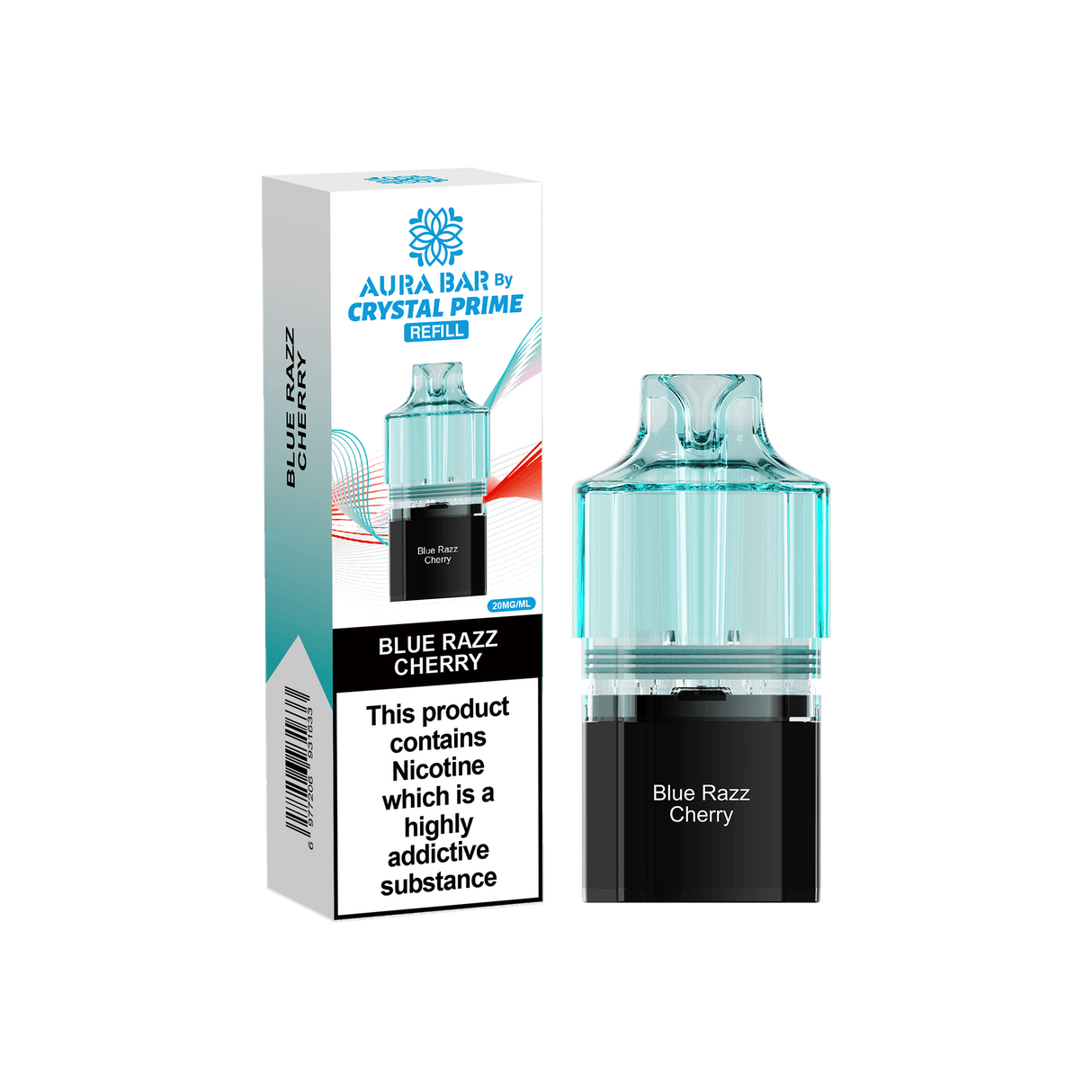 Crystal Prime Aura Bar 10k Replacement Pods - Box of 5 - Blue Razz Cherry - vapeukwholesale
