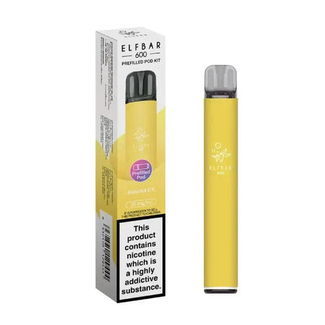 Elf Bar 600 Prefilled Pod Kit Box of 10 - Banana Ice - vapeukwholesale