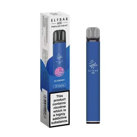 Elf Bar 600 Prefilled Pod Kit Box of 10 - Blueberry - vapeukwholesale