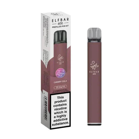 Elf Bar 600 Prefilled Pod Kit Box of 10 - Cherry Cola - vapeukwholesale