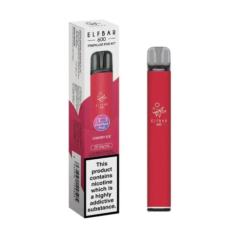 Elf Bar 600 Prefilled Pod Kit Box of 10 - Cherry Ice - vapeukwholesale