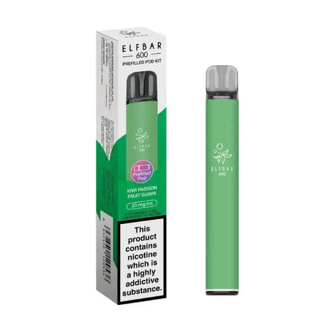 Elf Bar 600 Prefilled Pod Kit Box of 10 - Kiwi Passionfruit Guava - vapeukwholesale