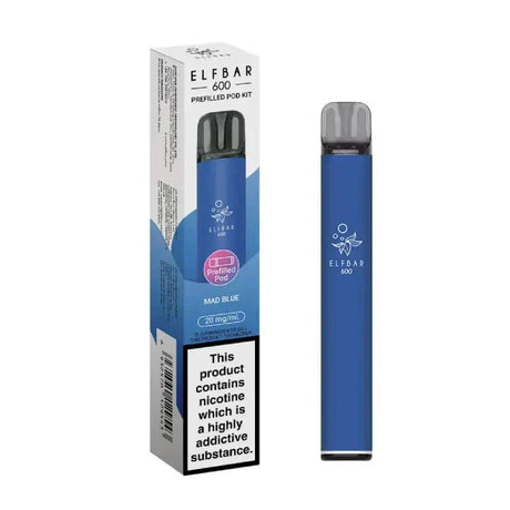 Elf Bar 600 Prefilled Pod Kit Box of 10 - Mad Blue - vapeukwholesale