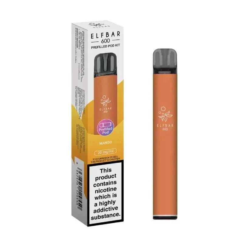 Elf Bar 600 Prefilled Pod Kit Box of 10 - Mango - vapeukwholesale