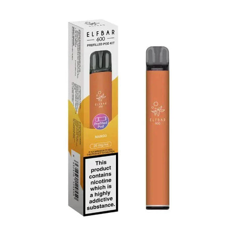 Elf Bar 600 Prefilled Pod Kit Box of 10 - Mango - vapeukwholesale