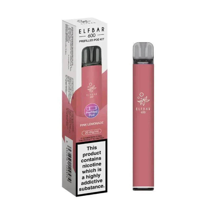 Elf Bar 600 Prefilled Pod Kit Box of 10 - Pink Lemonade - vapeukwholesale