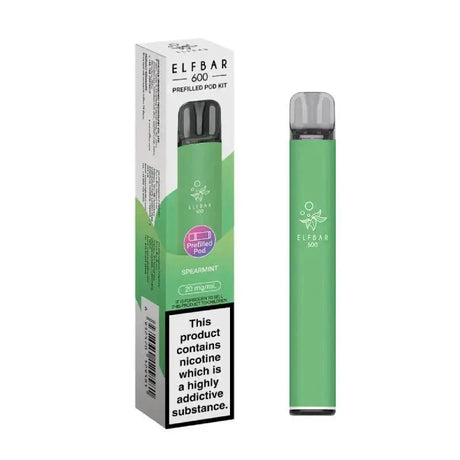 Elf Bar 600 Prefilled Pod Kit Box of 10 - Spearmint - vapeukwholesale