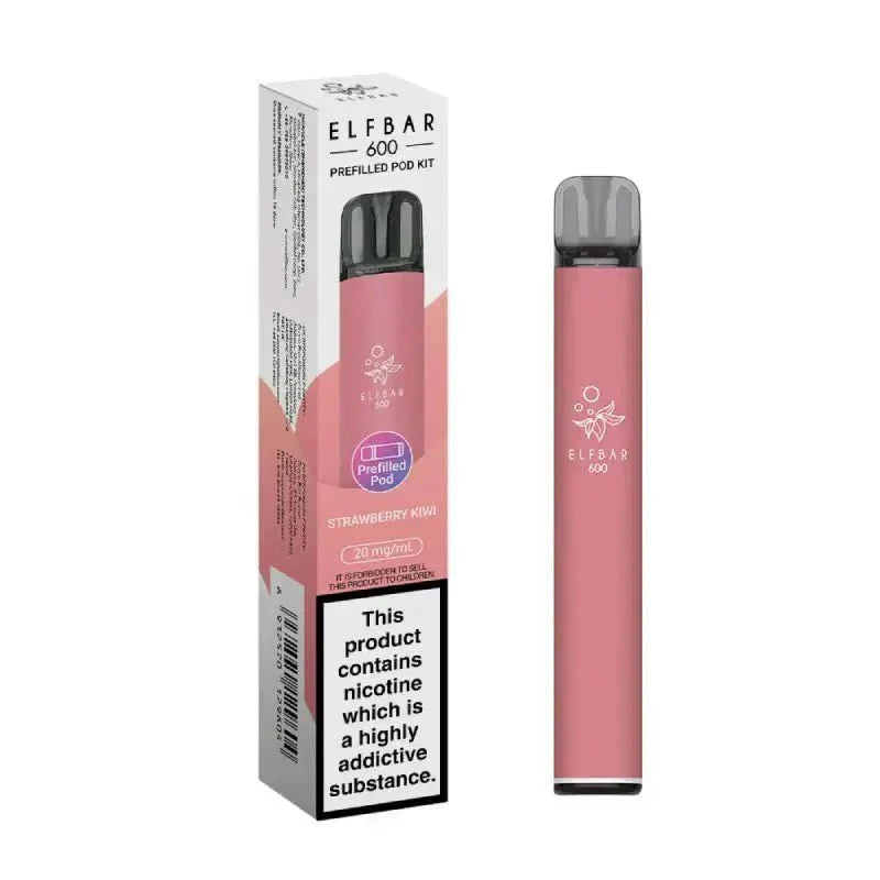 Elf Bar 600 Prefilled Pod Kit Box of 10 - Strawberry Kiwi - vapeukwholesale