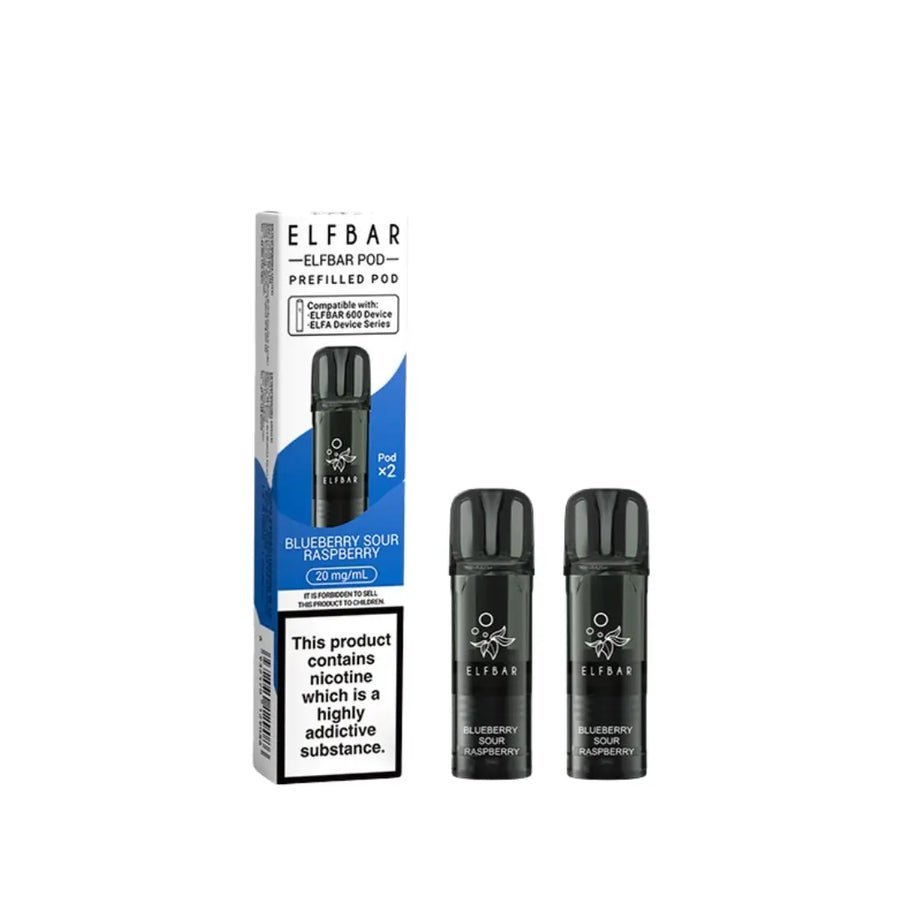Elf Bar 600 Prefilled Replacement Pods Pack of 10 - Blue Sour Raspberry - vapeukwholesale